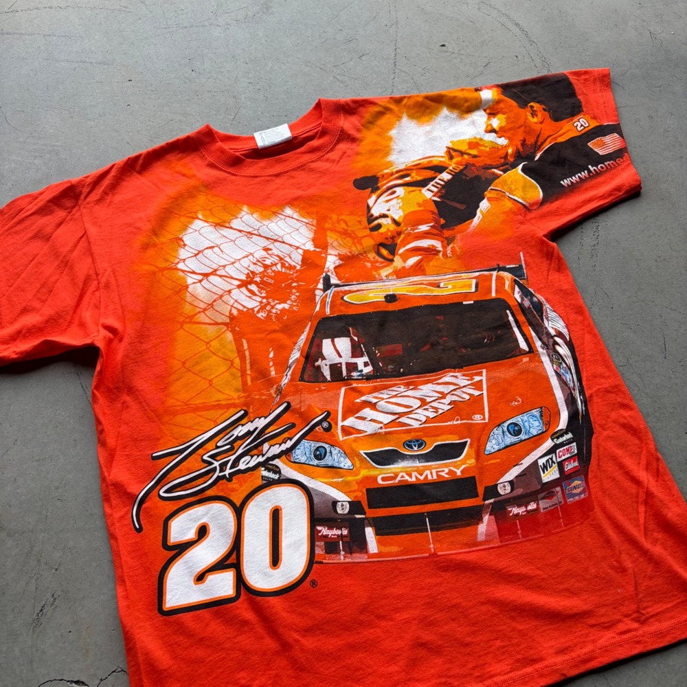 Vintage Tony Stewart NASCAR T Shirt Home Depot Chase Authentics Orange Large